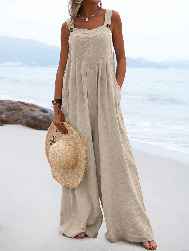 Women'S Multicolor Fashion Button Solid Color Wide Leg Jumpsuit