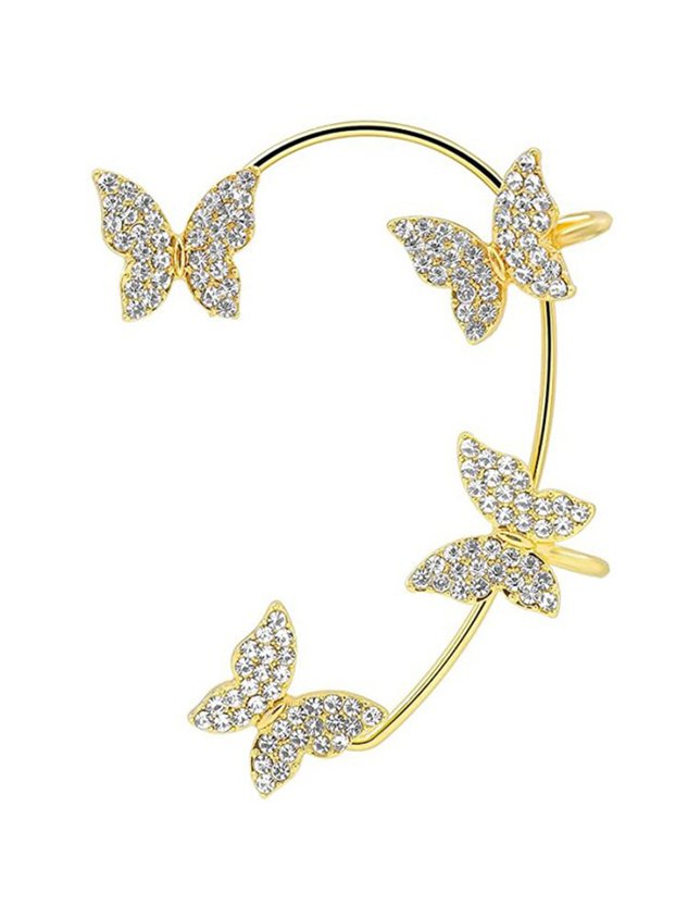 Alloy Rhinestone Butterfly Cuff Earrings