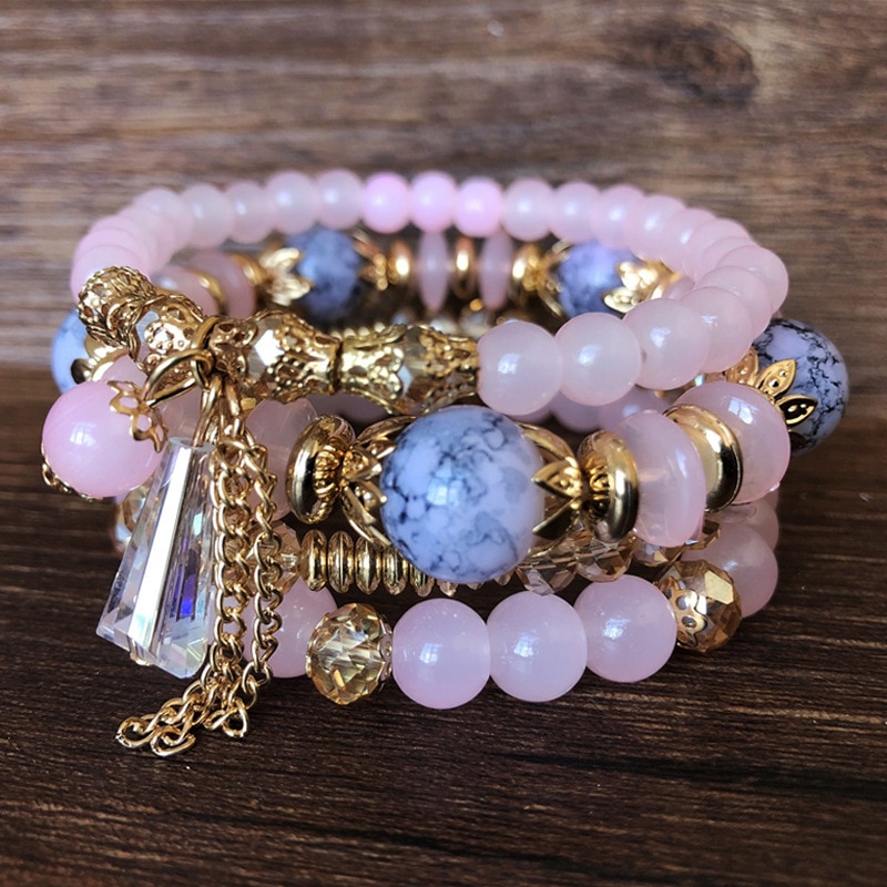4-piece set of beaded crystal bracelet bohemian style female fashion bracelet jewelry