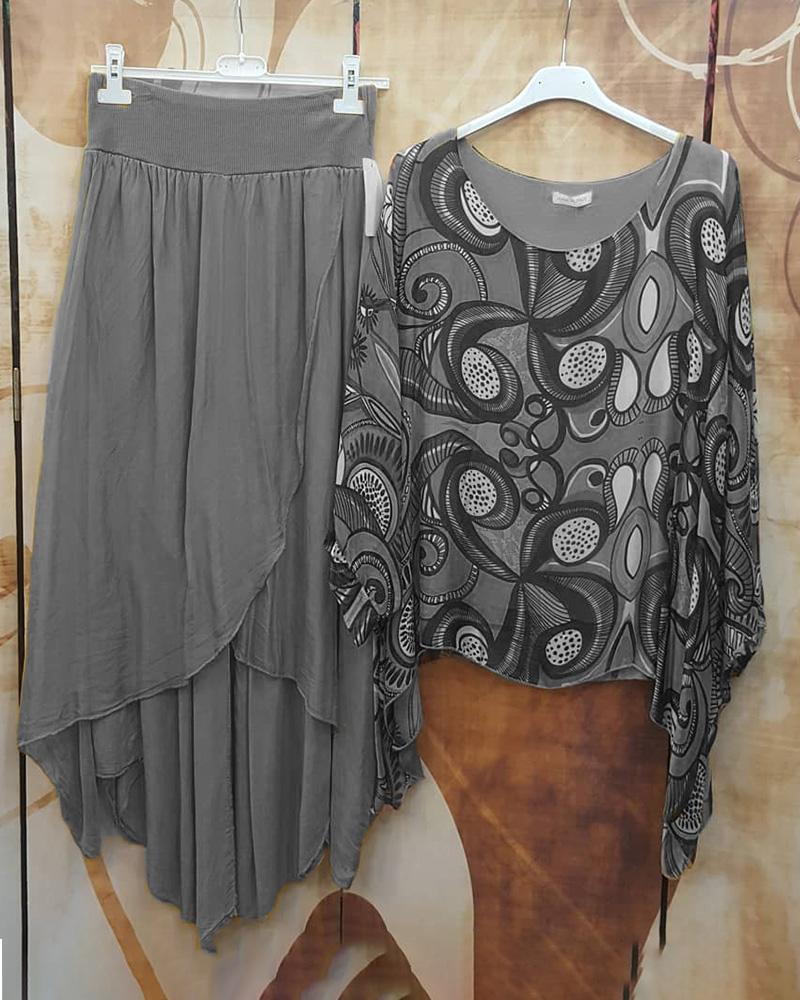 Irregular Hem Round Neck Two-Piece Suit