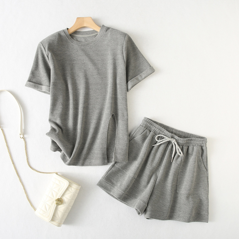2022 Fashion Clothes Women Summer Short Sleeve T Shirts With Mini Shorts Stretch High Waist Two Pieces Sets Ladies Outfits