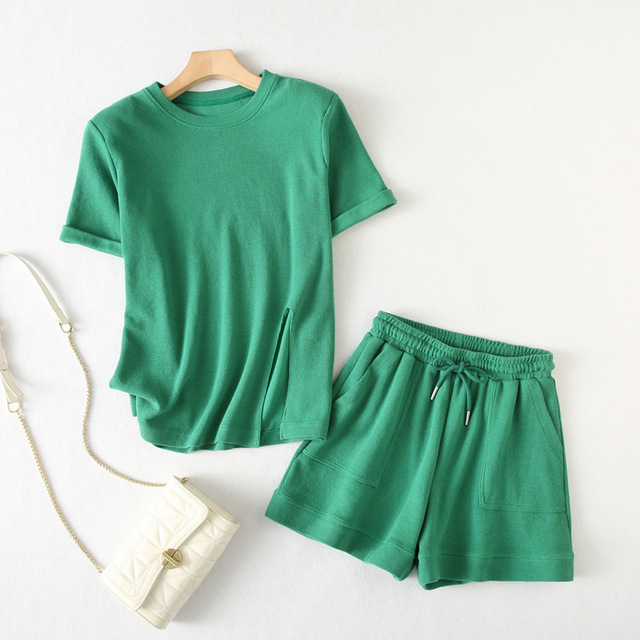 2022 Fashion Clothes Women Summer Short Sleeve T Shirts With Mini Shorts Stretch High Waist Two Pieces Sets Ladies Outfits