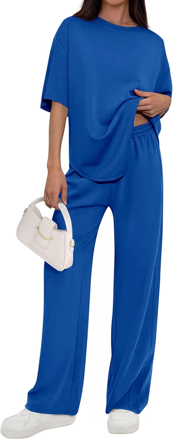 🌸2 Piece Lounge Sets for Women Summer 2026 Short Sleeve Matching Airport Travel Outfits Casual Spring Clothes