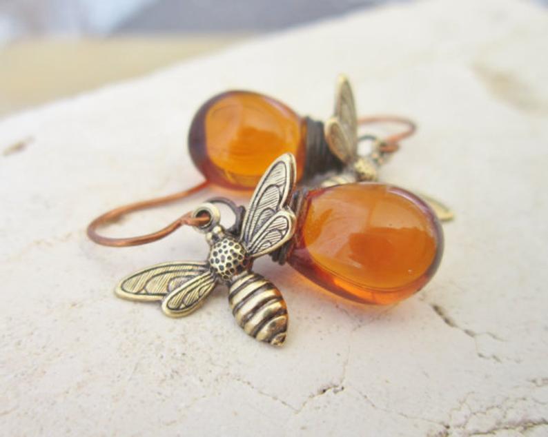 Vintage Little Bee Drop Earrings