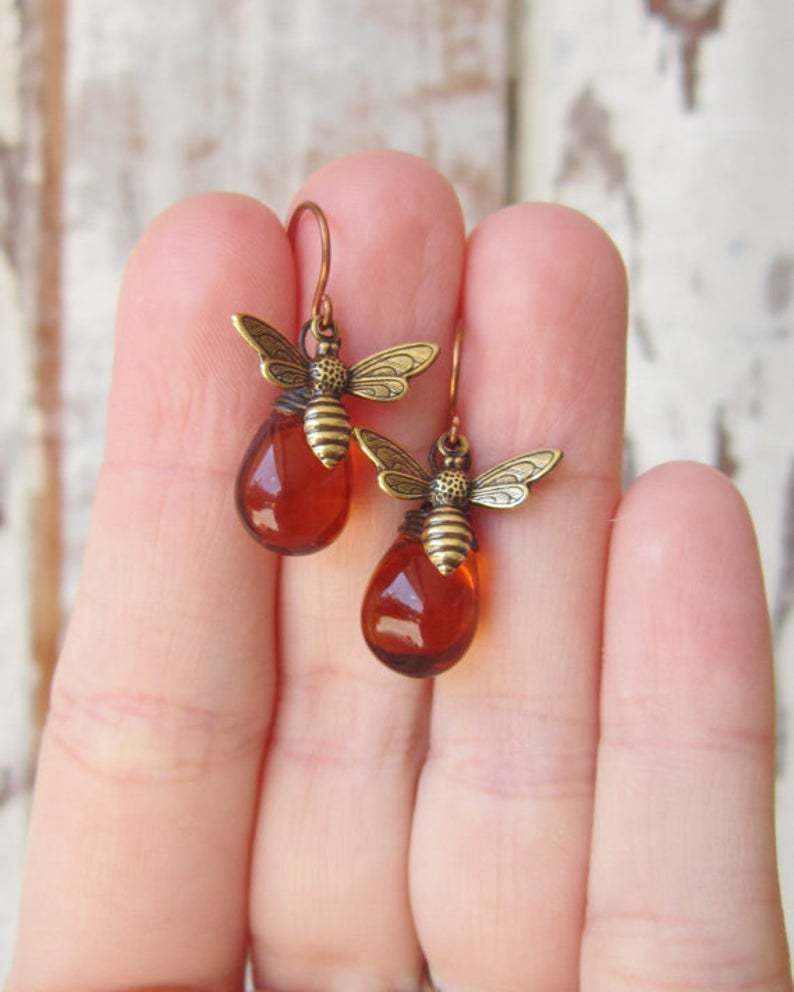 Vintage Little Bee Drop Earrings