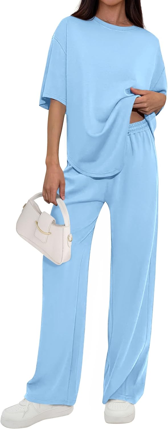 🌸2 Piece Lounge Sets for Women Summer 2026 Short Sleeve Matching Airport Travel Outfits Casual Spring Clothes
