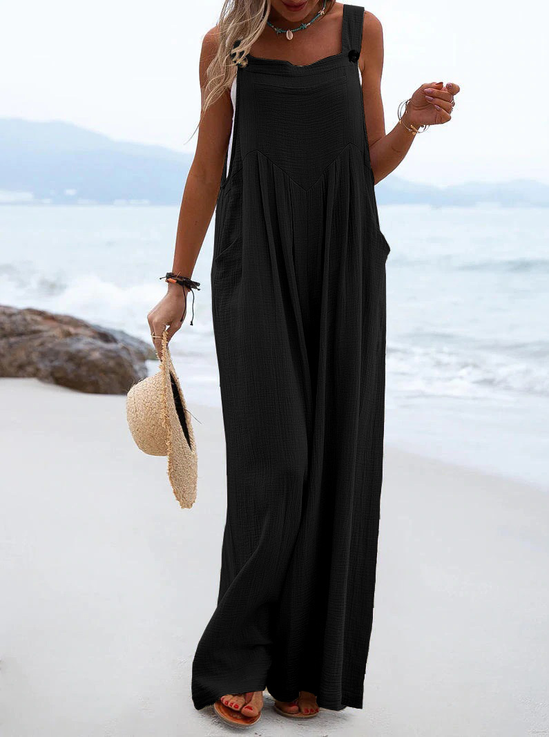 Women'S Multicolor Fashion Button Solid Color Wide Leg Jumpsuit