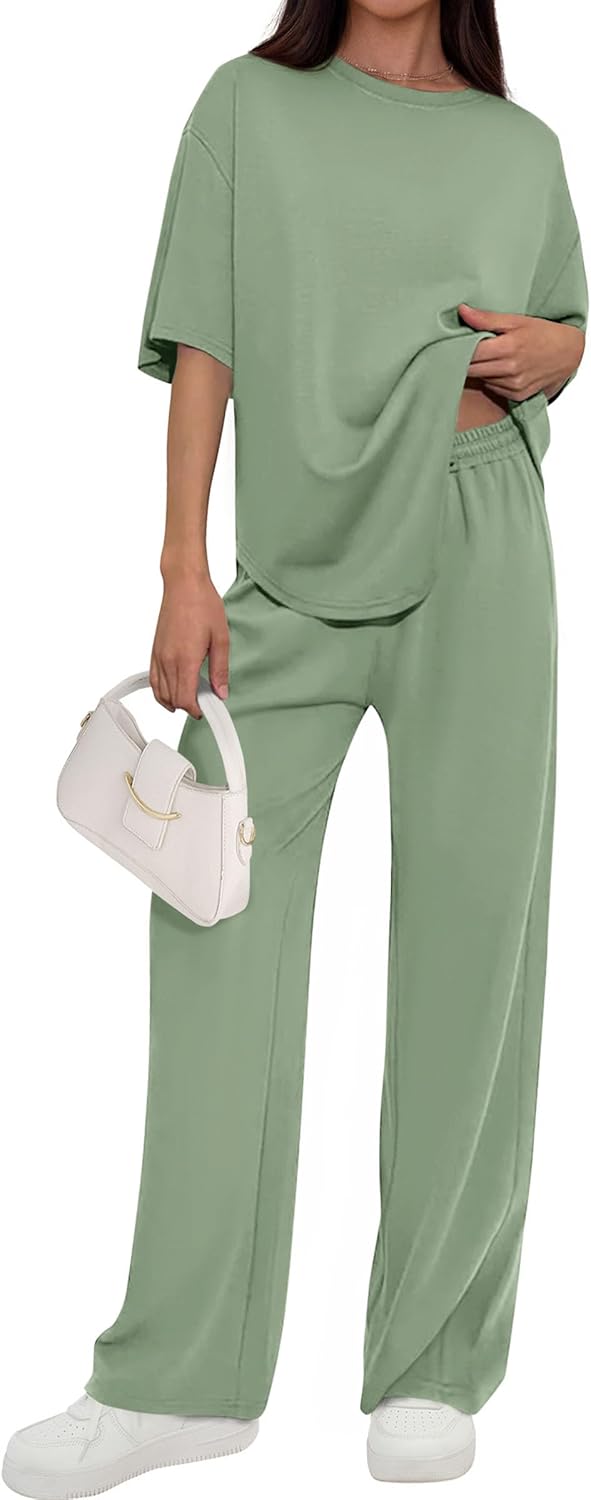 🌸2 Piece Lounge Sets for Women Summer 2026 Short Sleeve Matching Airport Travel Outfits Casual Spring Clothes