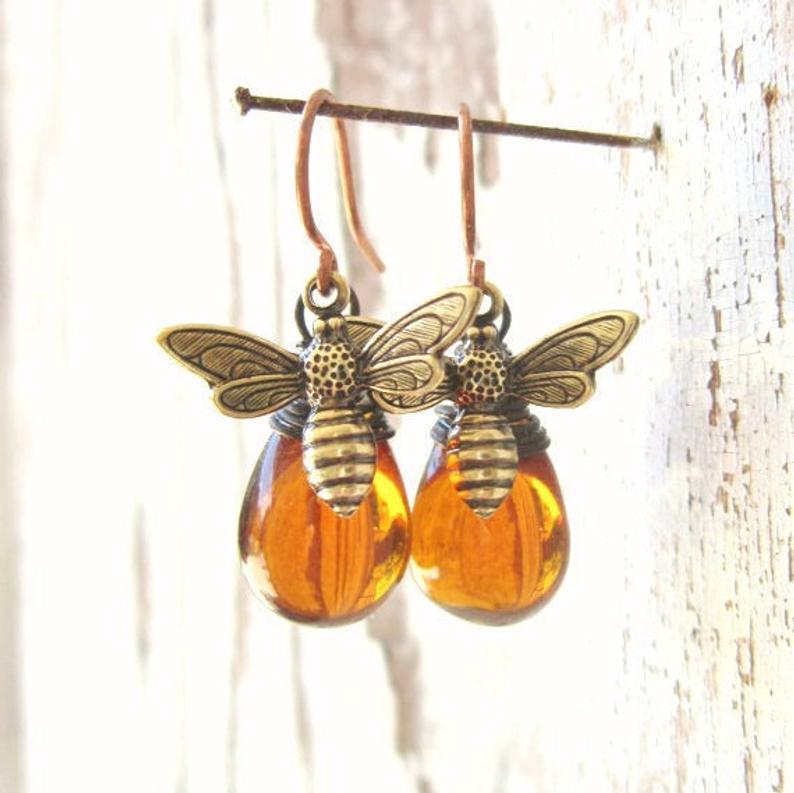 Vintage Little Bee Drop Earrings