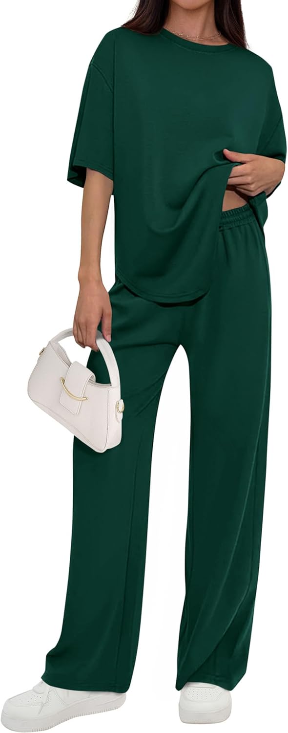 🌸2 Piece Lounge Sets for Women Summer 2026 Short Sleeve Matching Airport Travel Outfits Casual Spring Clothes