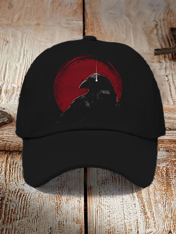 Men's Crow Dark Japanese Art Print Hats