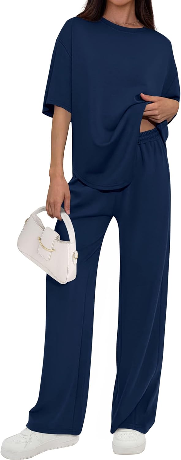 🌸2 Piece Lounge Sets for Women Summer 2026 Short Sleeve Matching Airport Travel Outfits Casual Spring Clothes
