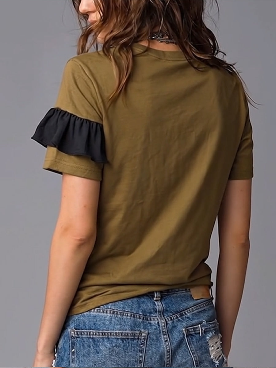 Casual & Comfortable Ruffled Cotton T-shirt