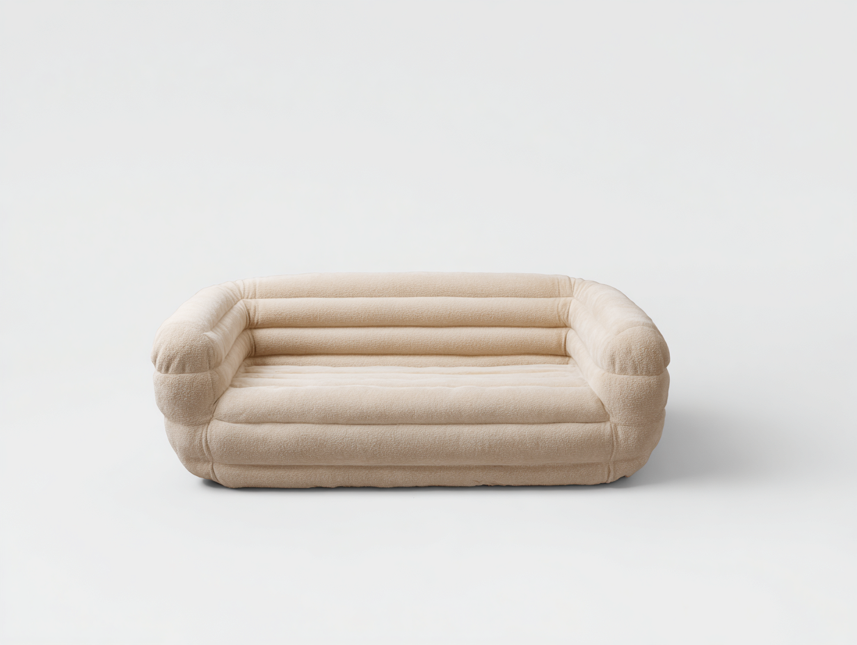 Divano 2 posti imbottito - rivestimento tessuto bouclé - 170x85x75 cm - beige - design moderno soggiorno