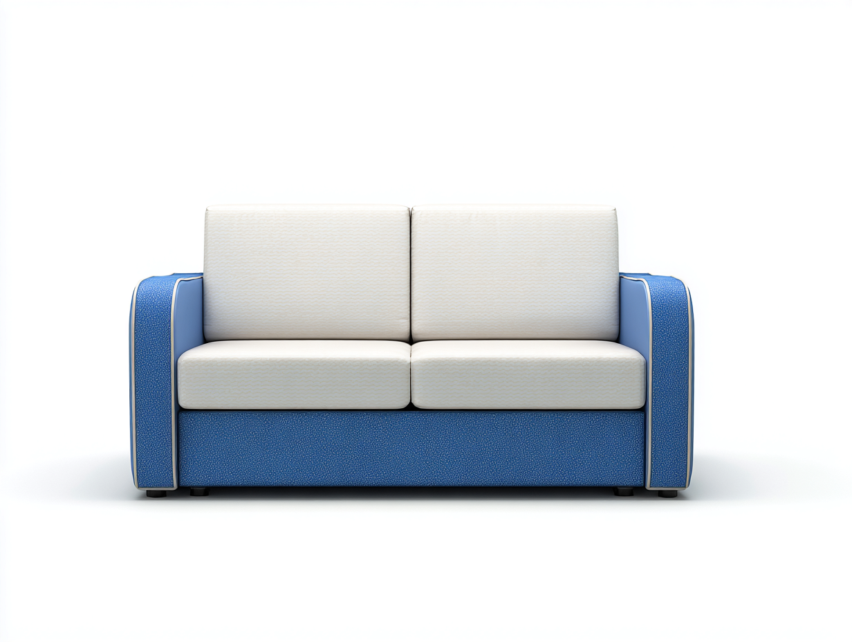 Divano 2 posti - tessuto imbottito - 170x90x85 cm - blu / bianco - design moderno soggiorno