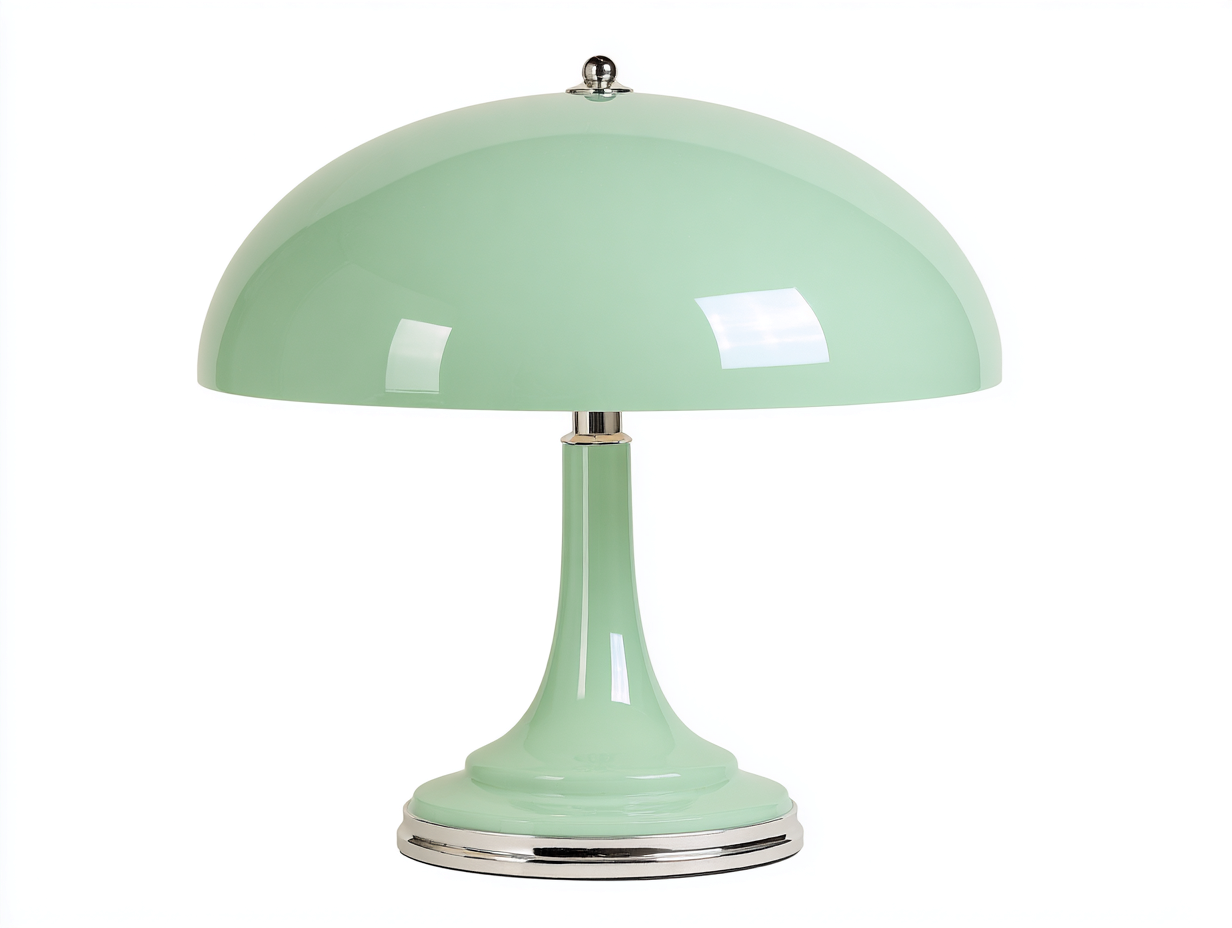 Lampada da tavolo - paralume vetro verde e base metallo cromato - 32x32x45 cm - luce diffusa - design moderno interno