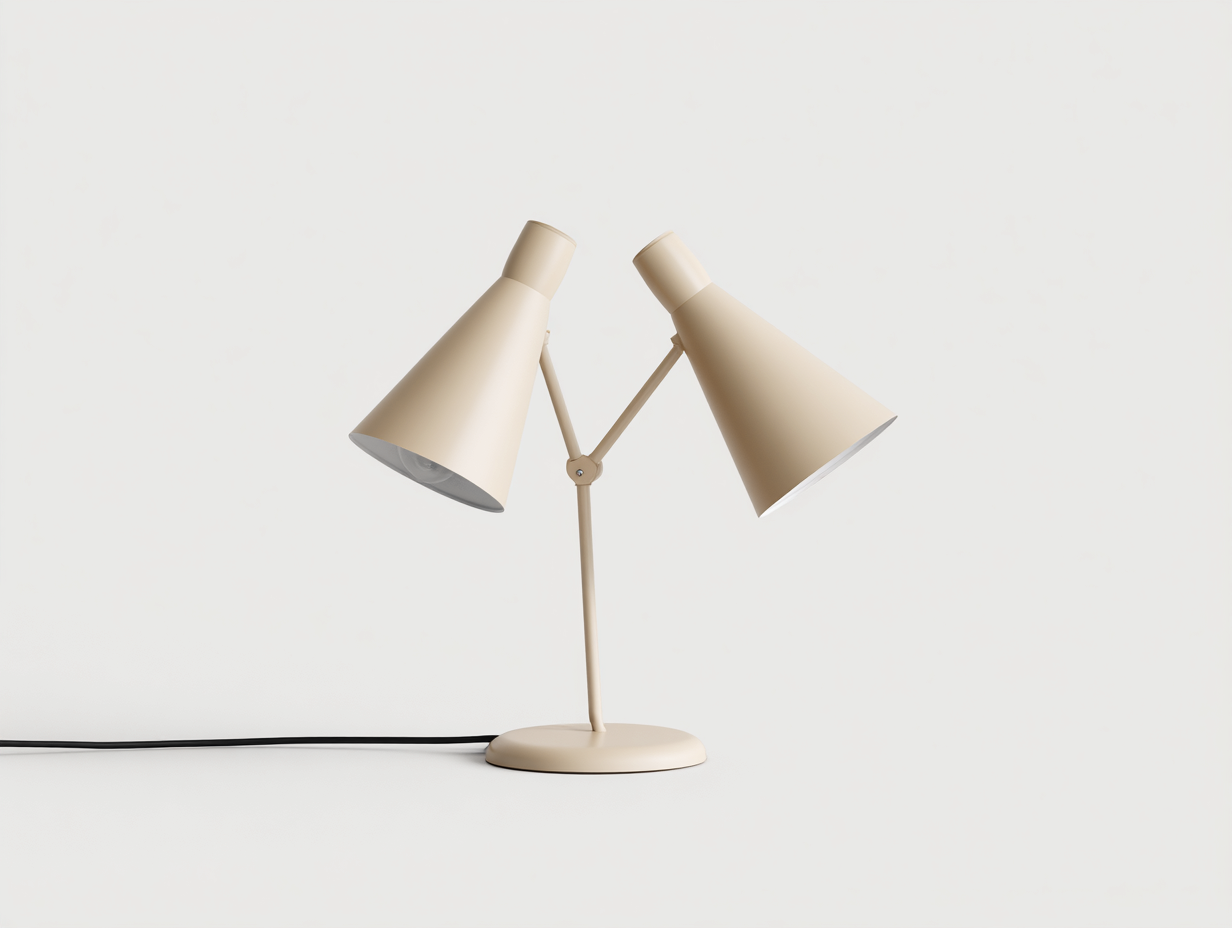Lampada da tavolo doppio paralume regolabile - metallo beige opaco - 32x20x48 cm - illuminazione direzionabile - design moderno studio
