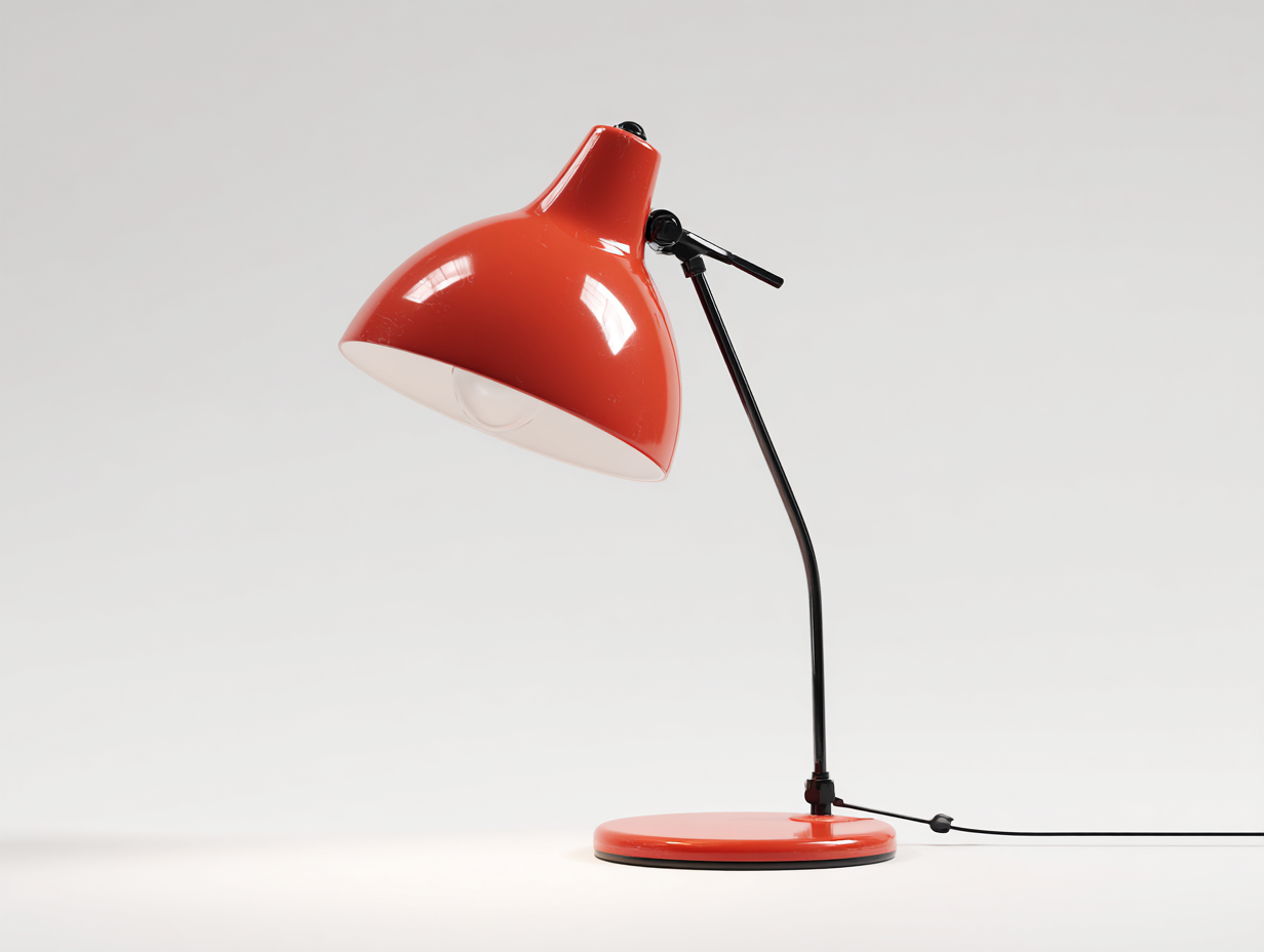 Lampada da tavolo regolabile - metallo rosso e struttura metallo nero - 28x18x50 cm - luce direzionabile - design moderno studio