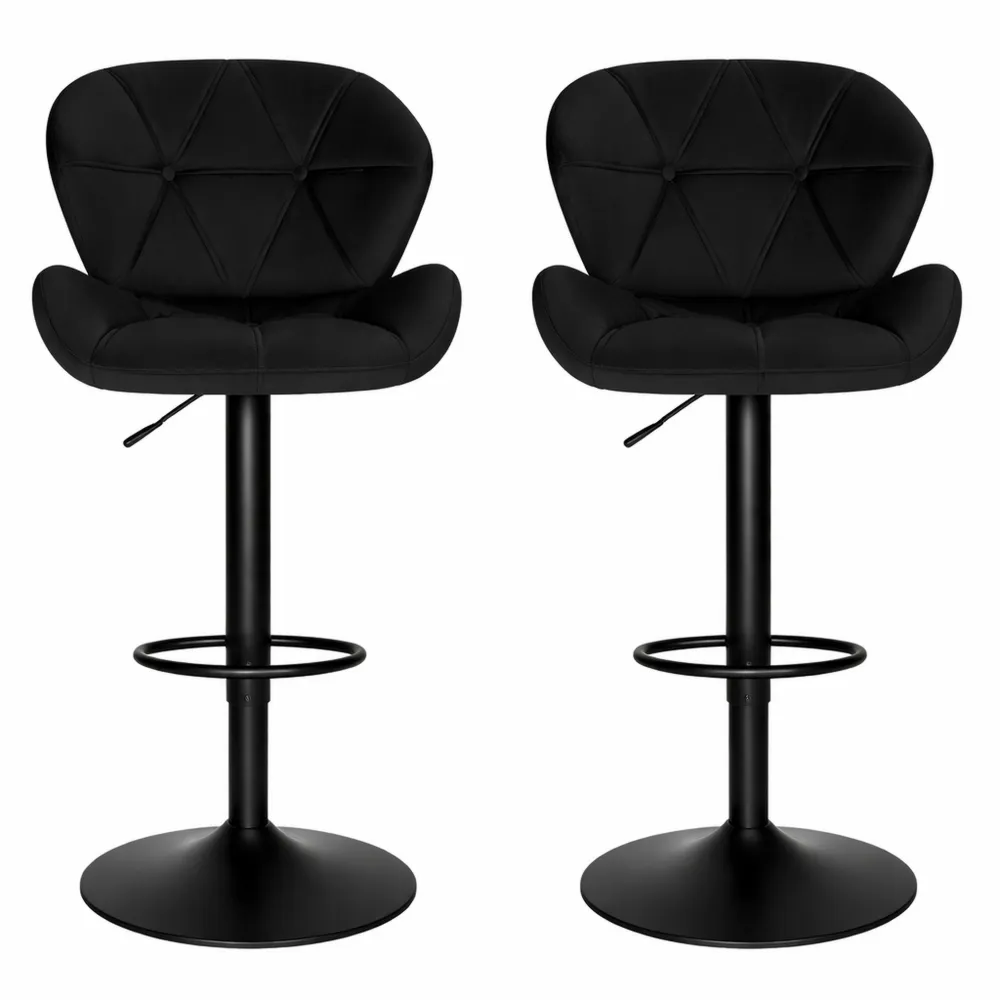 Ensemble de 2 Chaises de Bar Réglables en Velours Noir