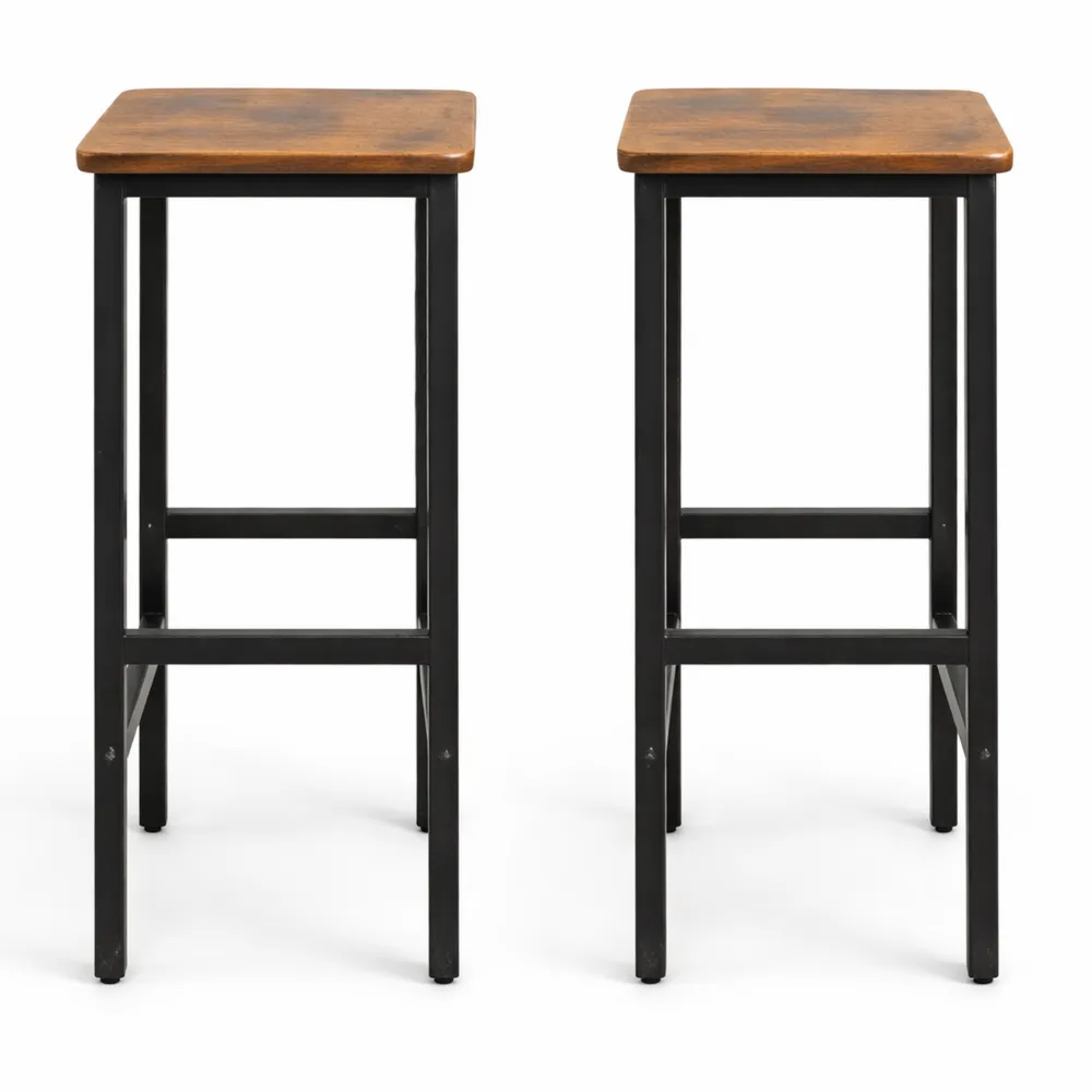 Tabourets de Bar Industriels en Bois et Métal, 71,5 CM, Charge 150 KG