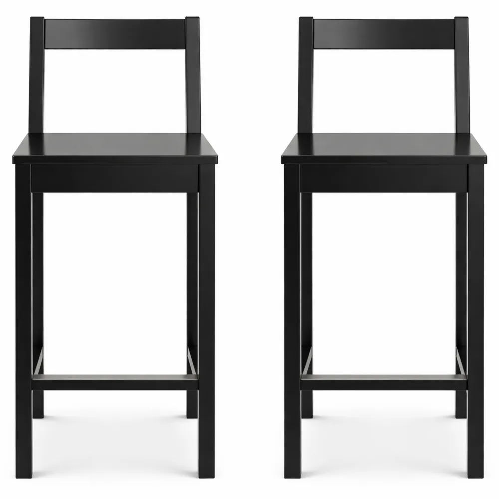 Tabourets de cuisine noirs à dossier, hauteur 88 cm