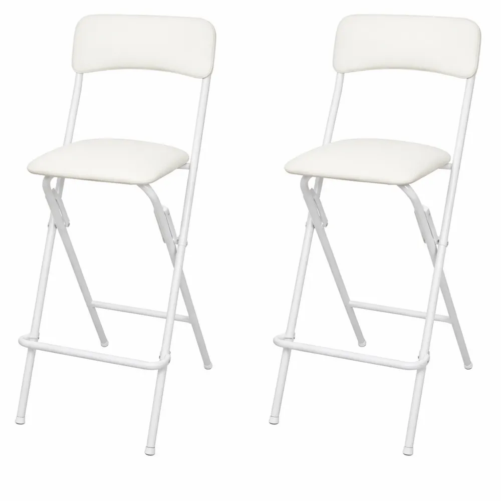 Tabourets pliables avec repose-pieds, capacité 136 kg, 61 cm, couleur blanche