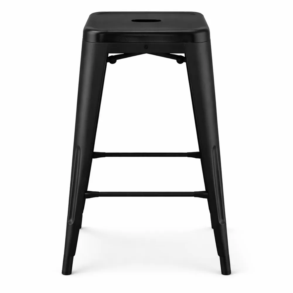Ensemble de 4 tabourets de bar en métal avec repose-pied, hauteur 61 cm, charge 150 kg, pour cuisine et bistro