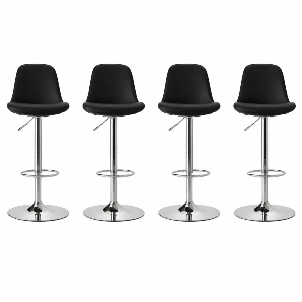 Ensemble de 4 tabourets haut de style moderne noir