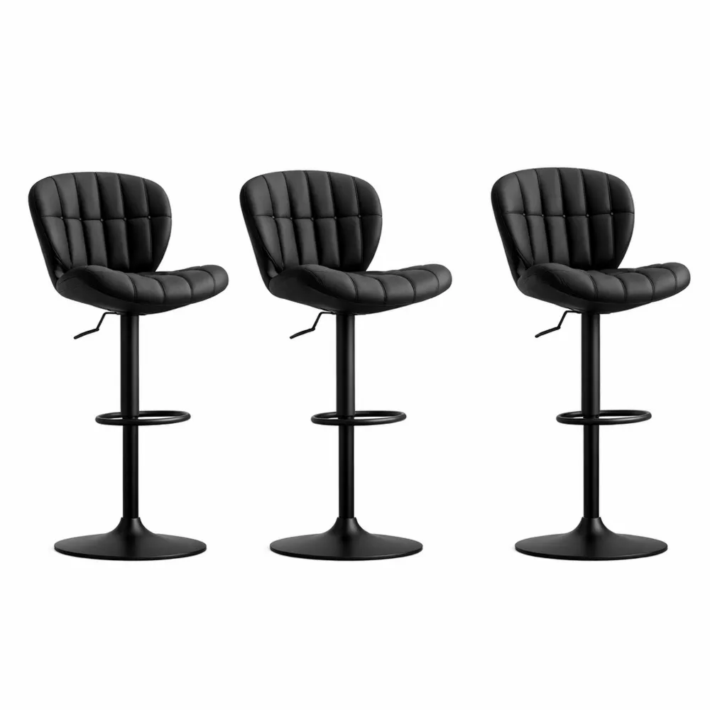 Tabouret de Bar Réglable avec Dossier et Repose-Pieds en Similicuir
