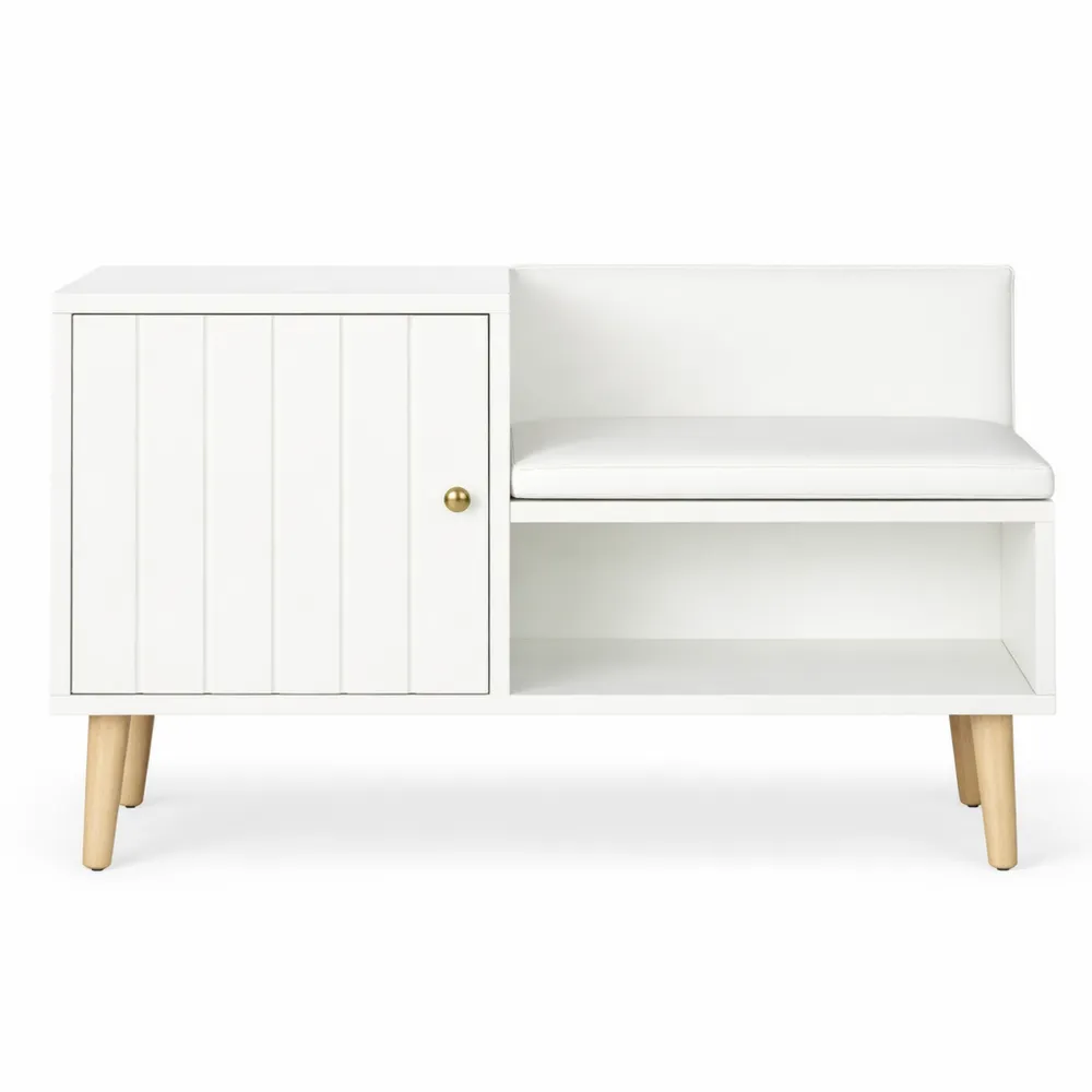 Banc de rangement multifonctionnel avec siège rembourré et espace de stockage