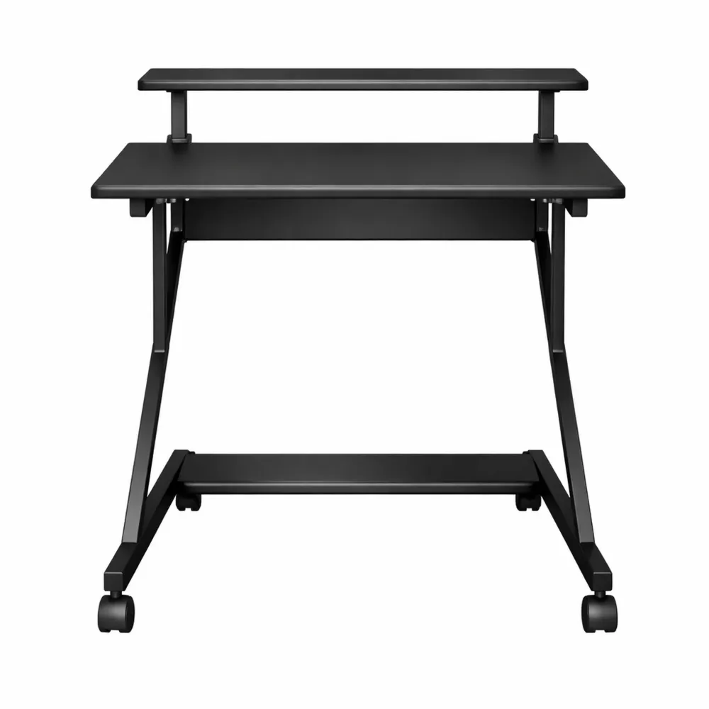 Table Informatique Mobile avec Étagères, Idéale pour Petits Espaces