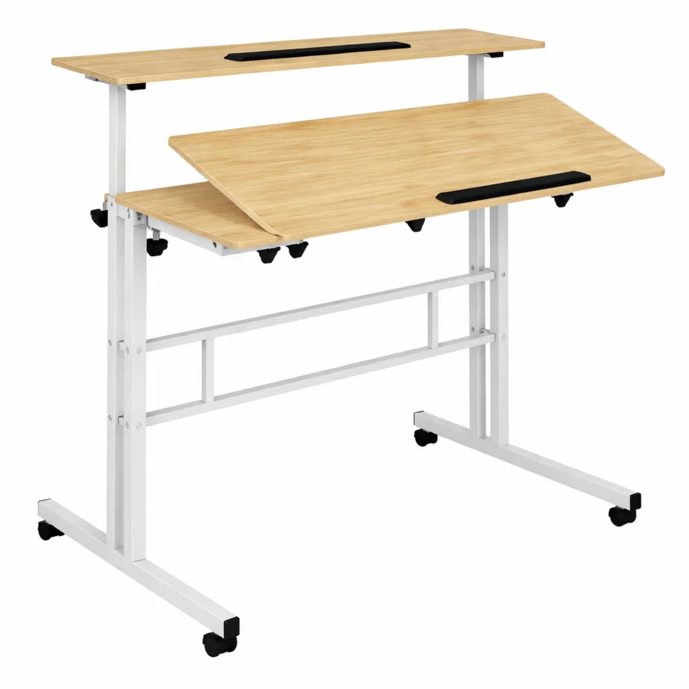 Table Roulante Réglable pour Ordinateur Portable avec Plateau Inclinable