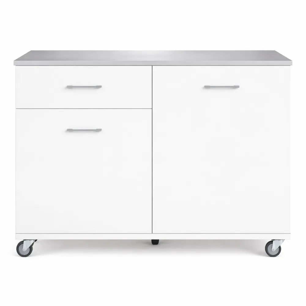 Chariot de Cuisine en Inox avec Tiroir et Rangement