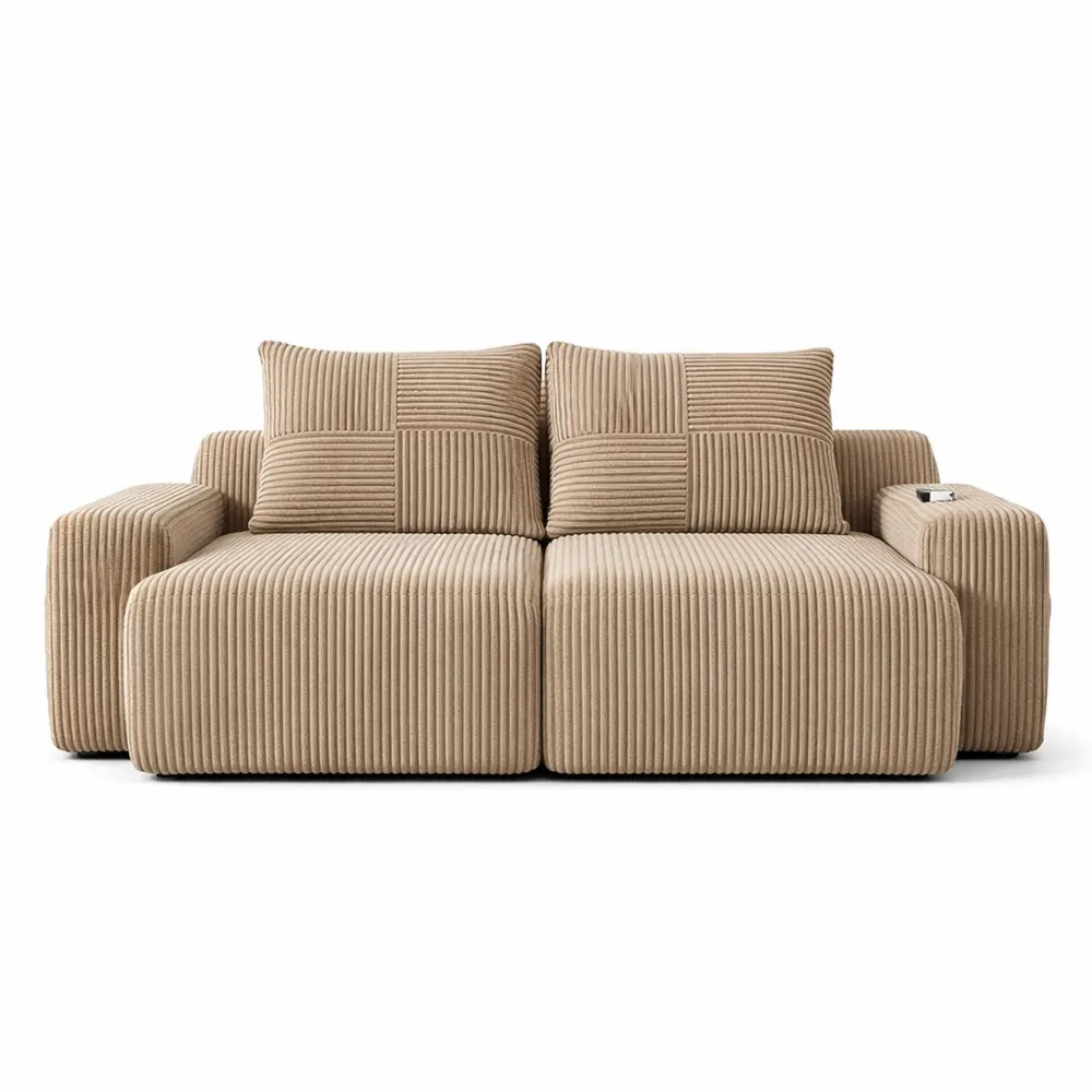 Canapé d'angle modulable avec rangement et porte-gobelets