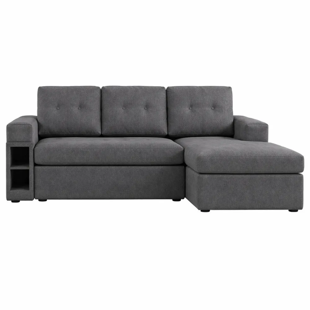 Canapé d'angle réversible 3 places en tissu gris