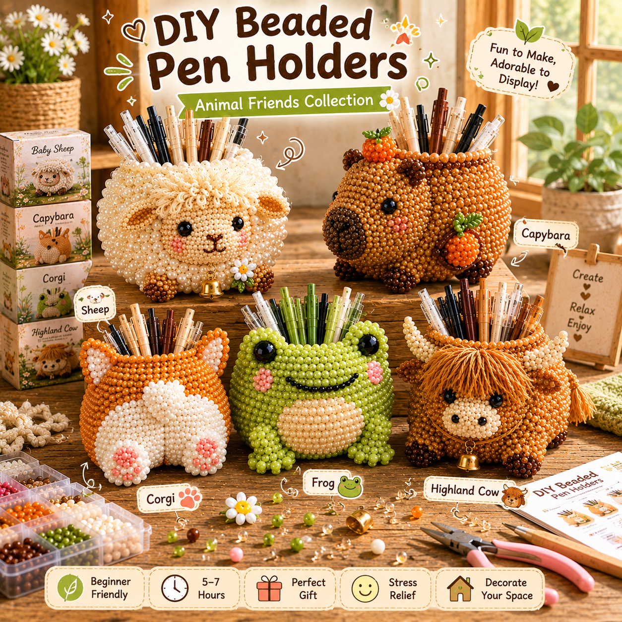 Beaded Animal Pen Holder DIY Kit