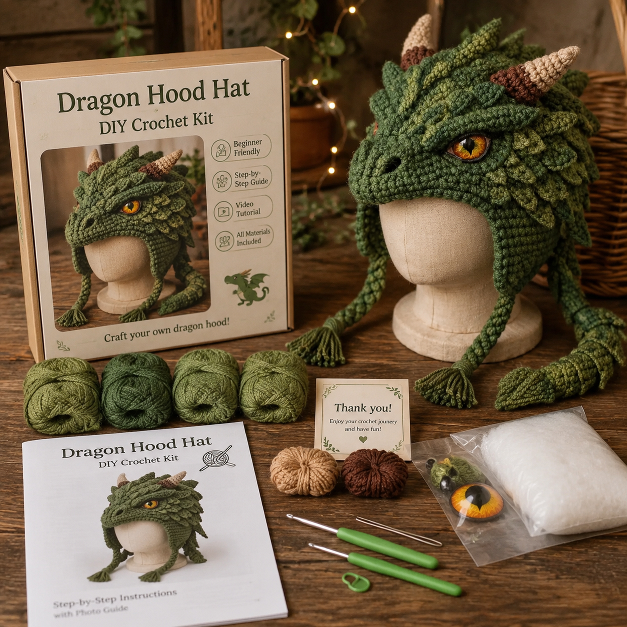 Dragon Hood Hat DIY Crochet Kit