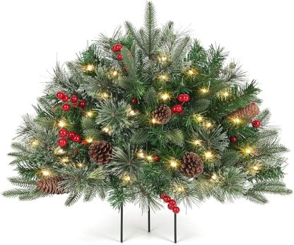 🎄🔥Pre-lit Artificial Christmas Tree Urn Filler💐