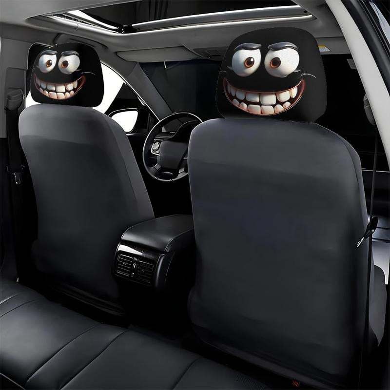 😆 Funny Cartoon Car Headrest Covers – 2PCS Universal Fit 🚗
