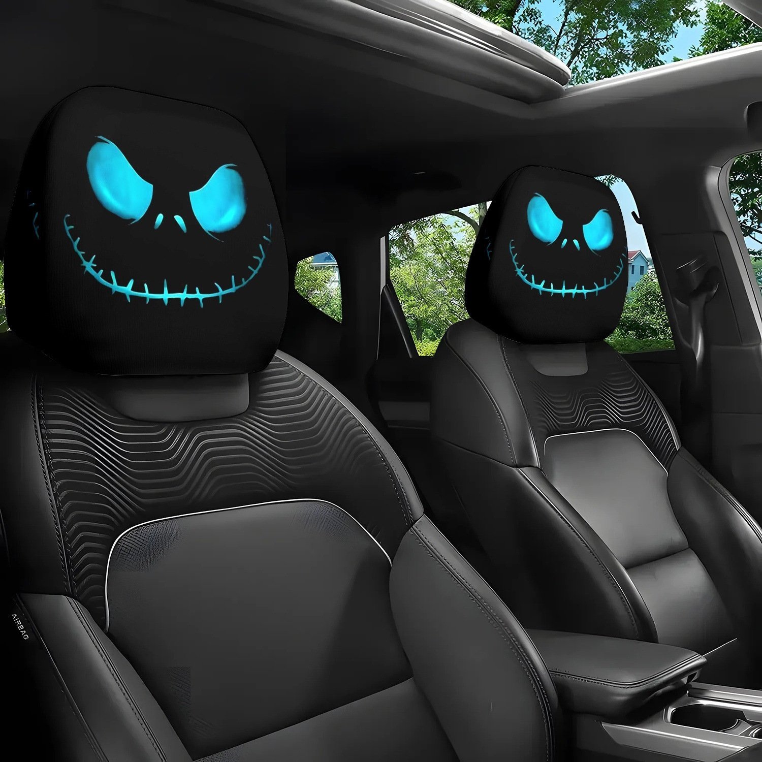 😆 Funny Cartoon Car Headrest Covers – 2PCS Universal Fit 🚗