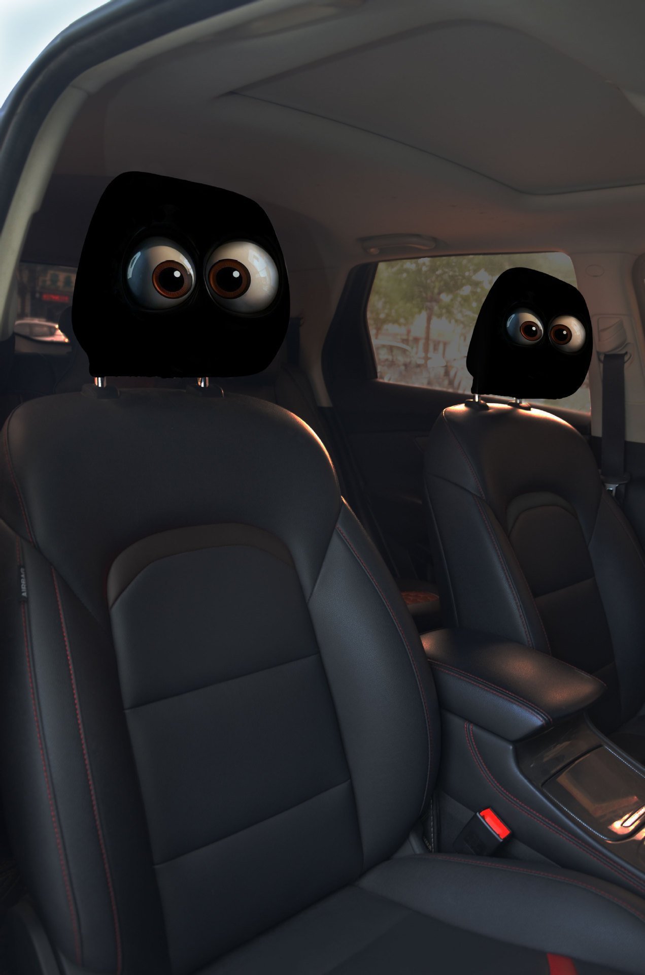 😆 Funny Cartoon Car Headrest Covers – 2PCS Universal Fit 🚗
