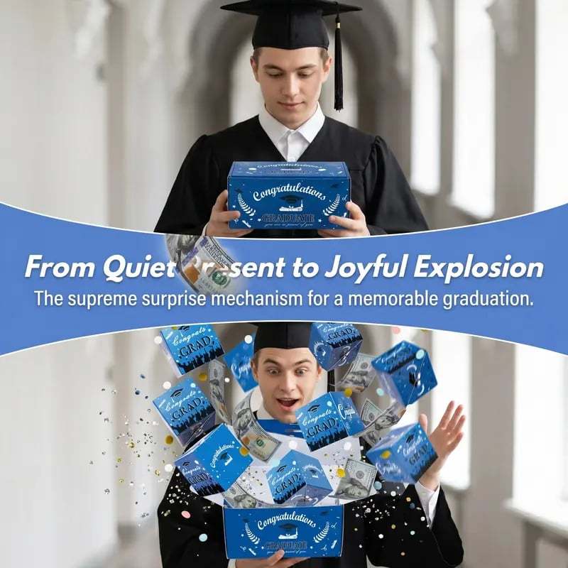 2026 Graduation Explosion Pop Gift Box 🎓 Surprise Bounce Cash Box Grad Party Gift Bag Set