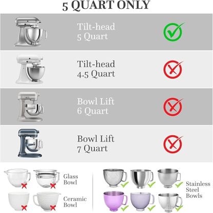 Silicone Liners for KitchenAid Tilt-Head 5 Qt Mixers – Mixer Attachments & Accessories – Replacement Mixer Bowls No Longer Needed