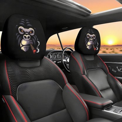 😆 Funny Cartoon Car Headrest Covers – 2PCS Universal Fit 🚗