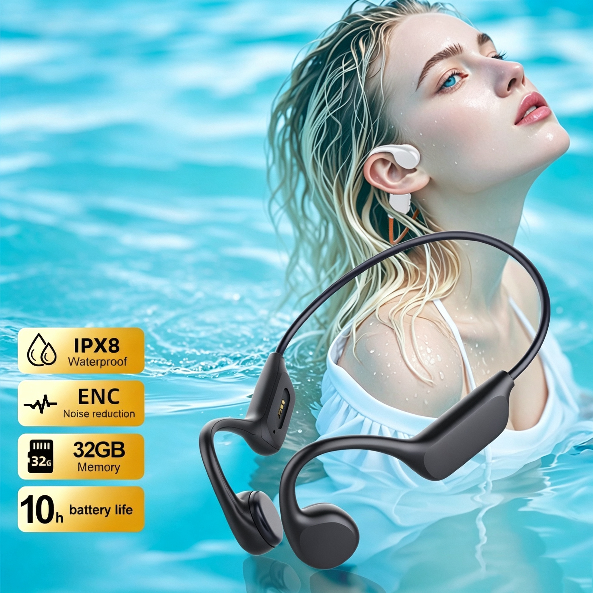 Casque à conduction osseuse IPX8