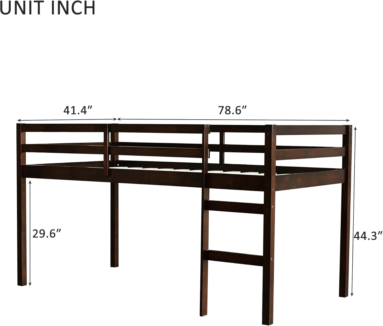44.3'' Tall Junior Low Loft Bed with Stairs