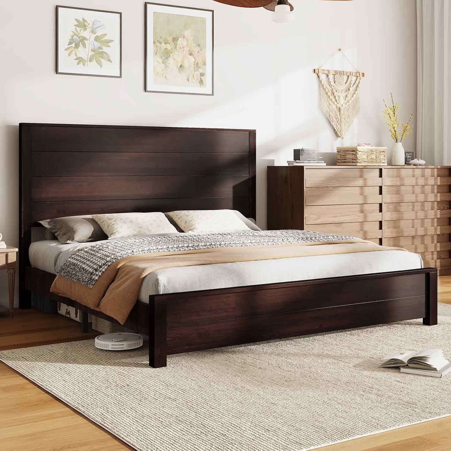 King Size Bed Frame with 51.2" Spliced Headboard