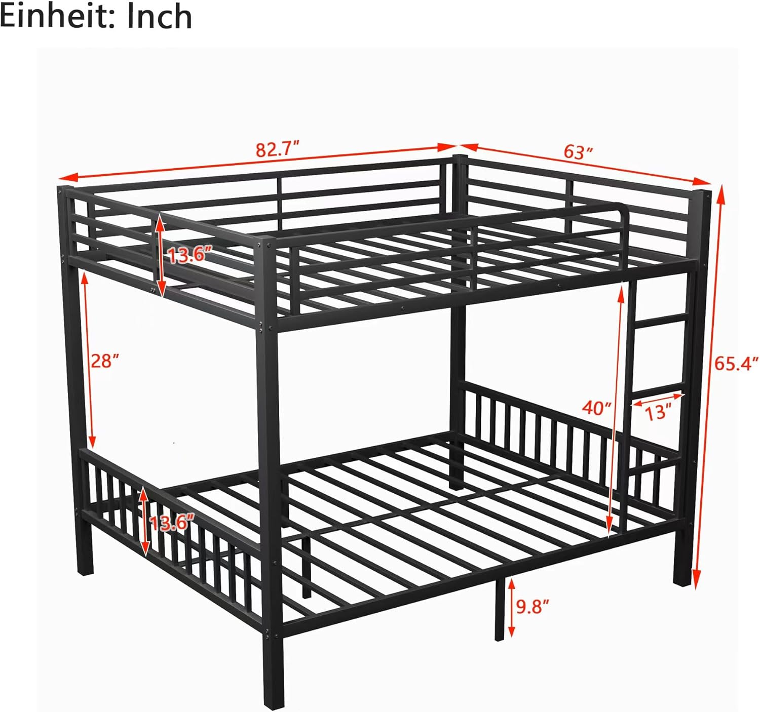 Queen Over Queen Metal Bunk Bed