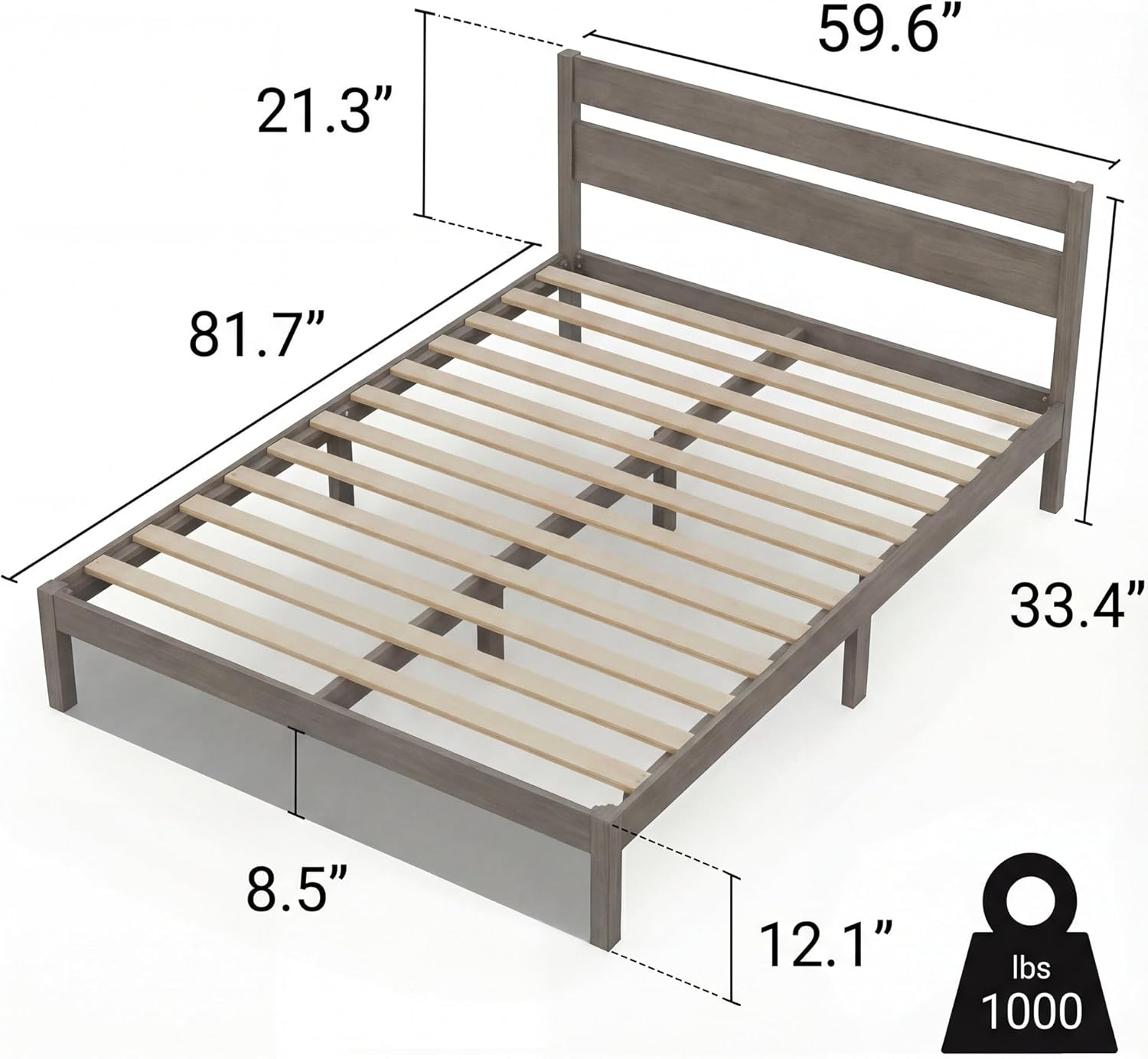 Queen Classic Wood Platform Bed Frame