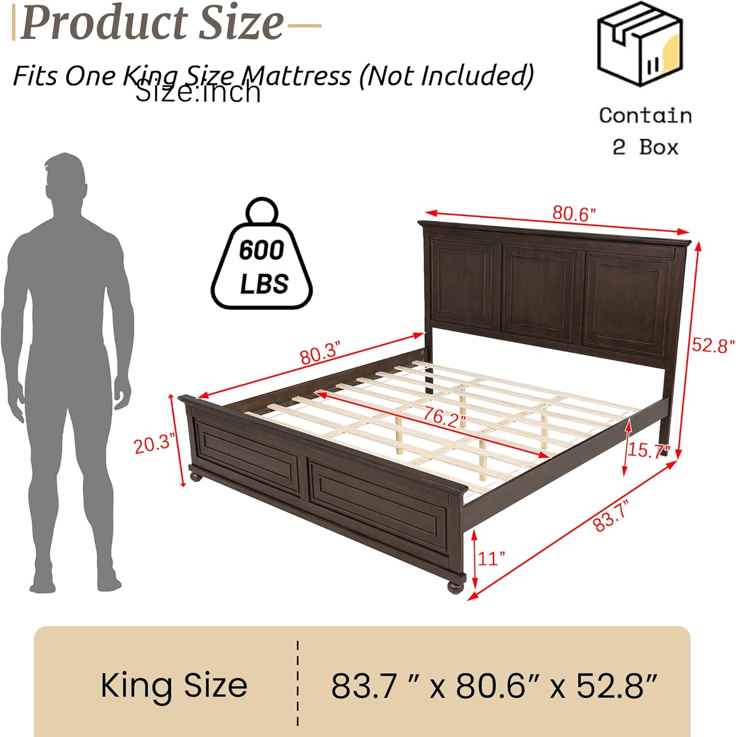 King Size Platform Bed for Adults
